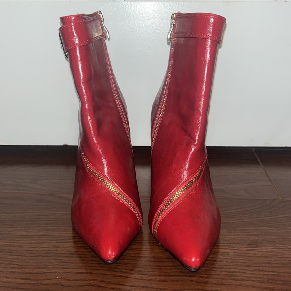 Red leather Booties - Picture 4 of 5